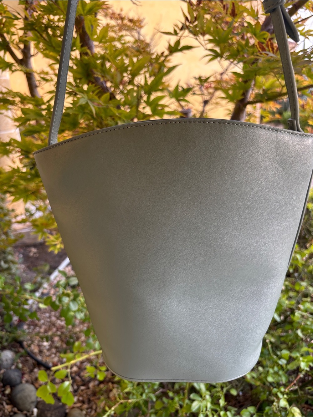 Minimalist Light Gray Bucket Shoulder Bag